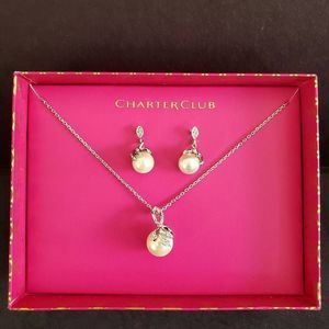 Charter Club Necklace & Earrings NWT